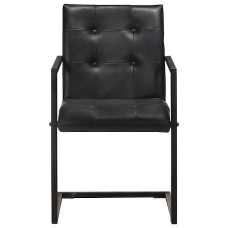 vidaXL Krzesła stołowe, wspornikowe, 2 szt., czarne, skóra naturalna