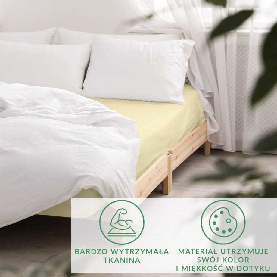 Prześcieradło satynowe z gumką kremowe 200 x 220 cm