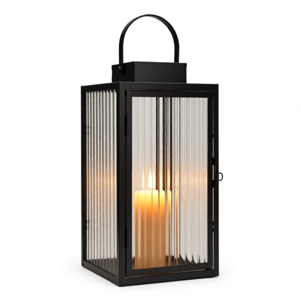 Lampion dekoracyjny Simply, kolor czarny, metal i szkło, 15,5 x 15,5 x 28,5 cm, styl nowoczesny, dekoracja do salonu, Mauro Ferretti