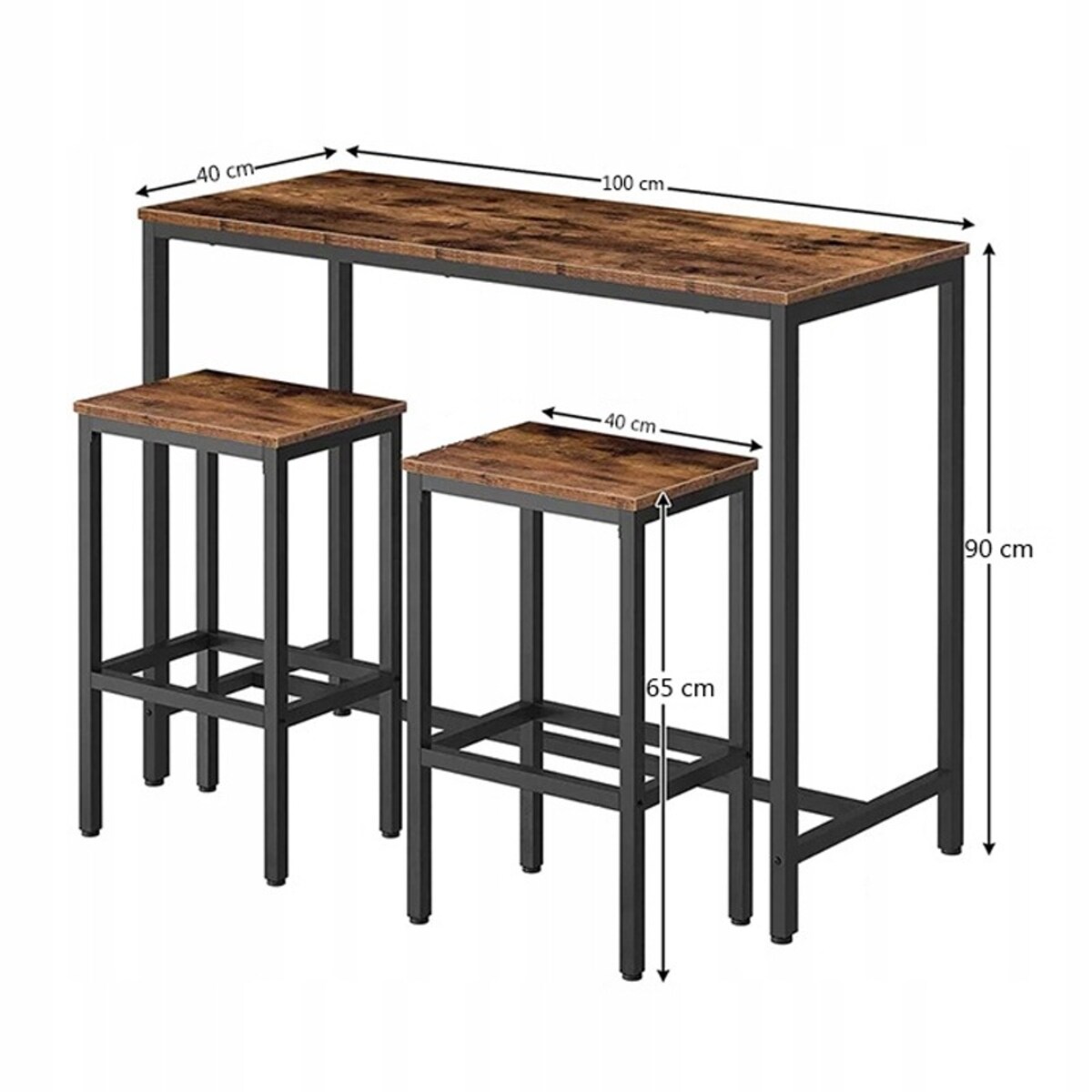 Zestaw barowy stół kuchenny+2 krzesła typu hoker modern industrialny loft