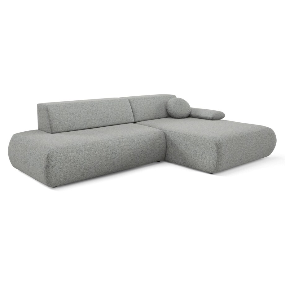 Narożnik rozkładany PENTI z pojemnikiem na pościel, prawy, szary