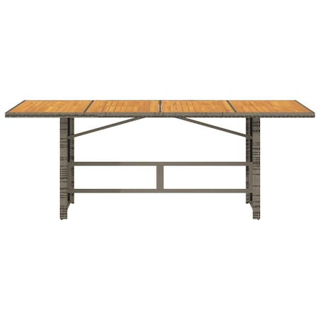 vidaXL Stół ogrodowy z akacjowym blatem, szary 190x80x74 cm, rattan PE