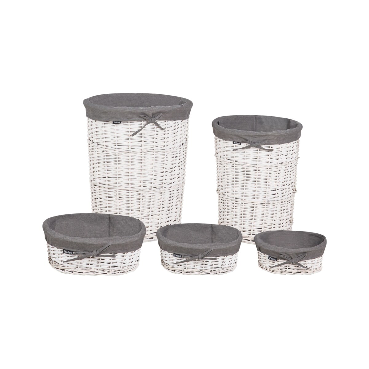 Zestaw 5 koszy wiklinowych biały VAKARI