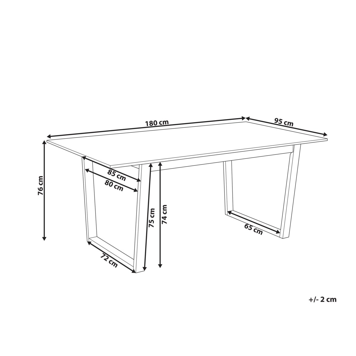 Stół do jadalni 180 x 95 cm jasne drewno CAMDEN
