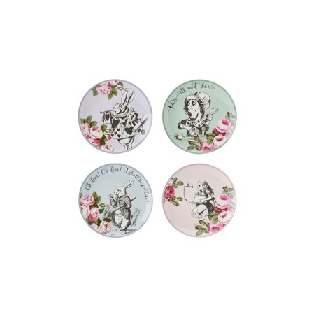 Komplet 4 talerzy porcelanowych Alicja w Krainie Czarów