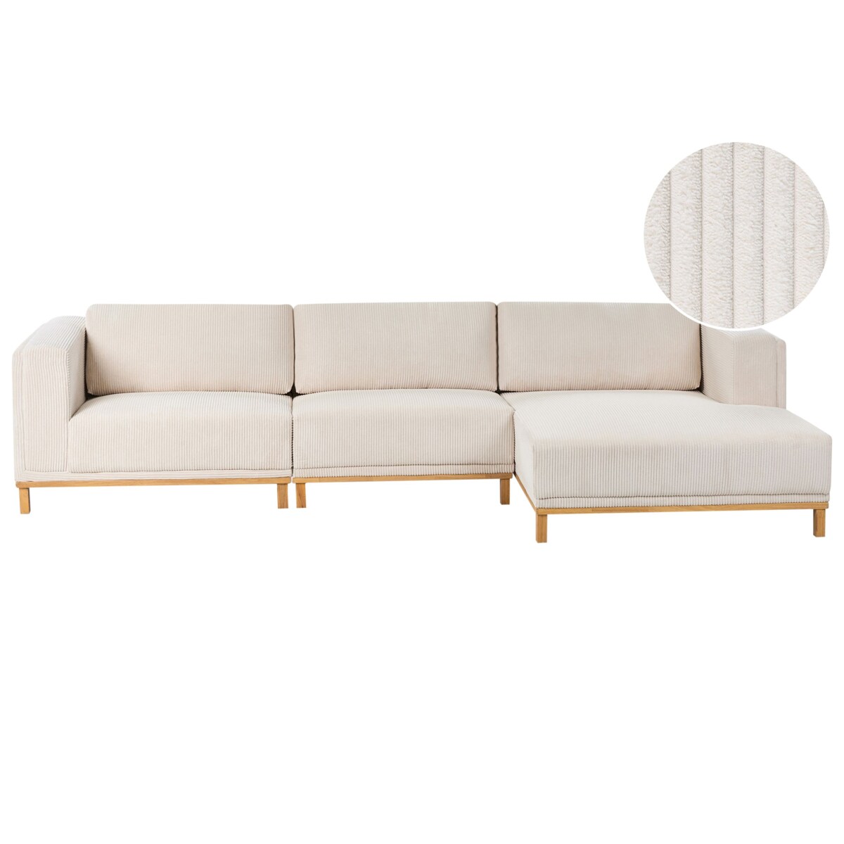 Narożnik dla 5 osób VENG Sztruks Jasnobeżowy Lewostronny