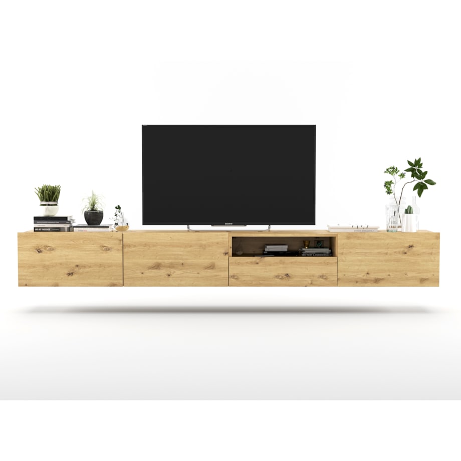 Szafka RTV Loft Wisząca Dąb Artisan MAT Komoda RTV Szuflada 240 cm