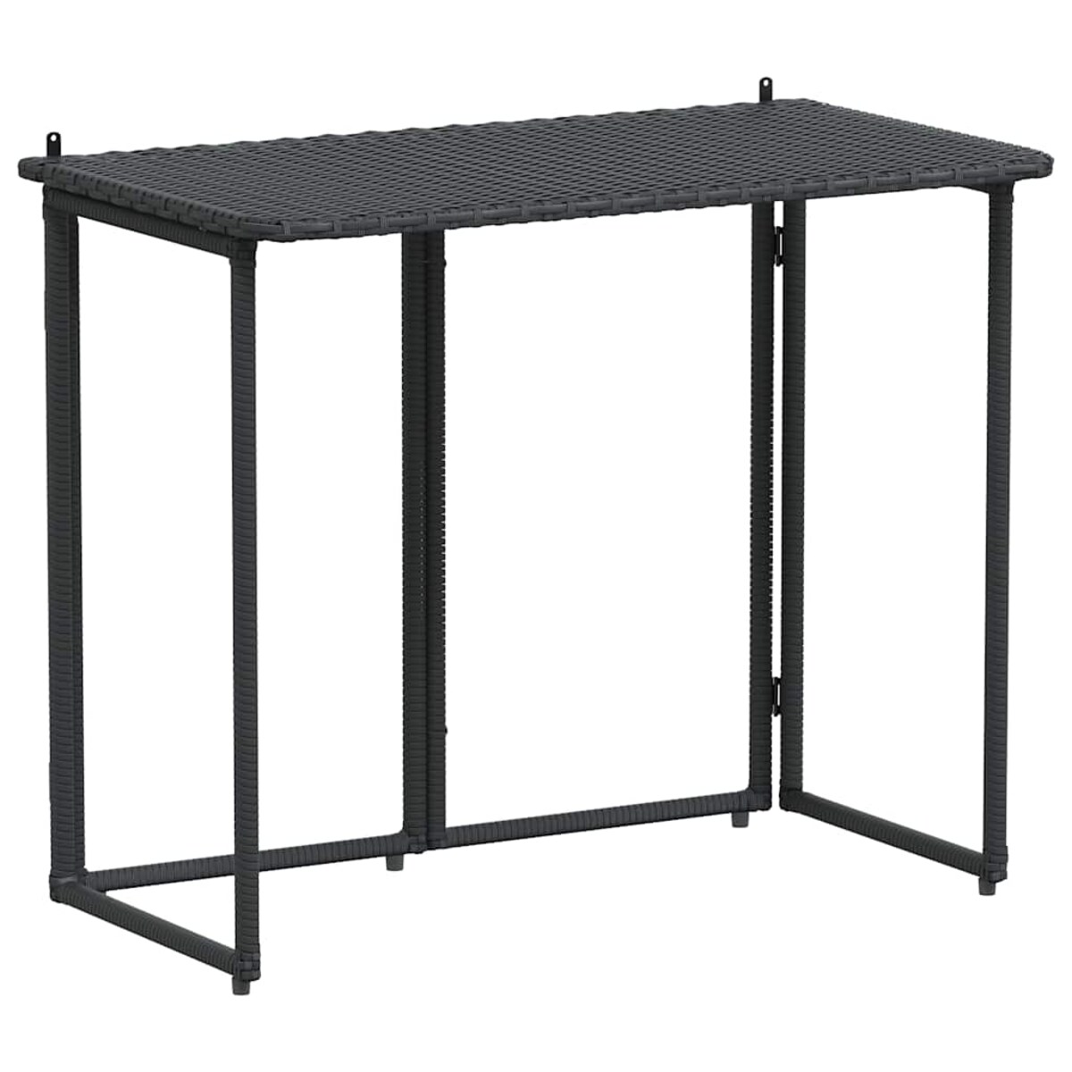 vidaXL Składany stół ogrodowy czarny 90x51x75 cm polirattan