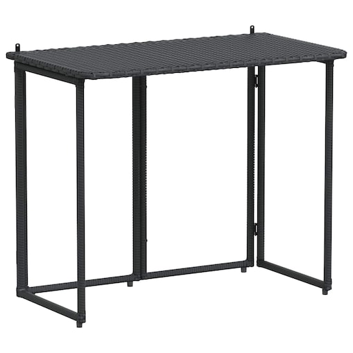 vidaXL Składany stół ogrodowy czarny 90x51x75 cm polirattan