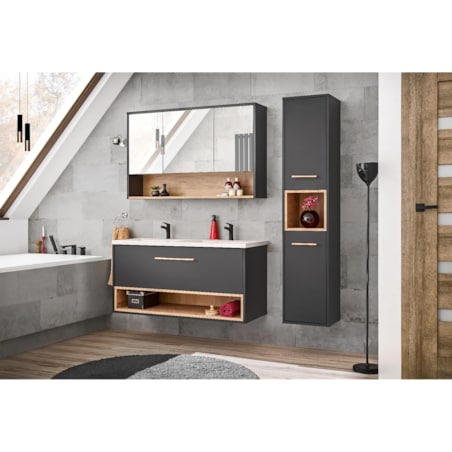 Szafka łazienkowa BORNEO COSMOS 845 100 cm grafitowa z lustrem