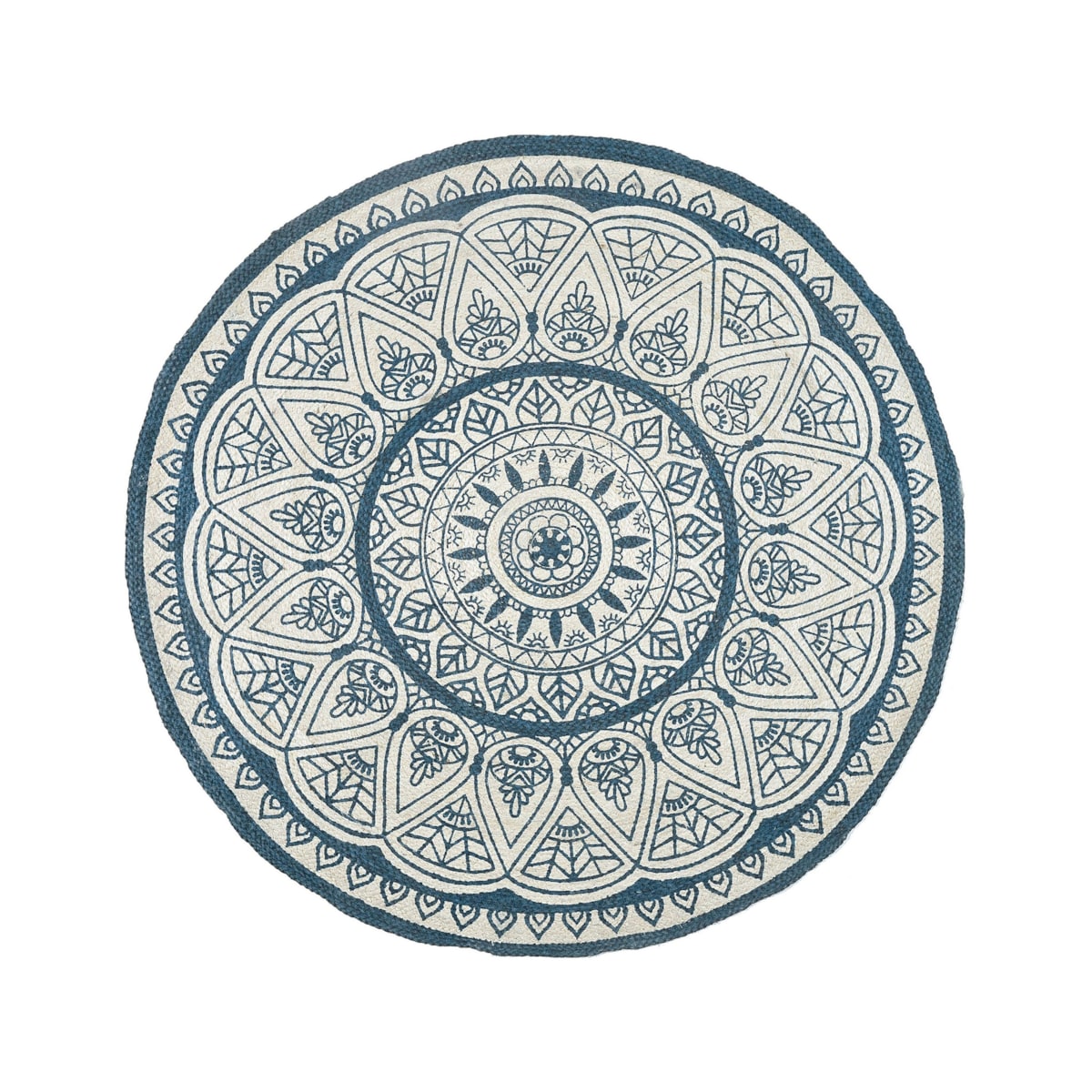 Dywan okrągły z juty ⌀ 120 cm niebieski ANADERE