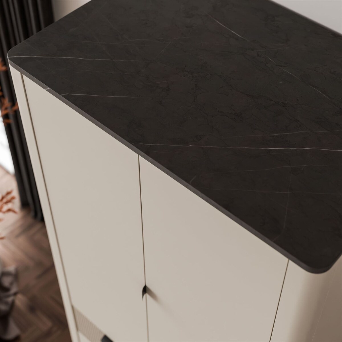 Dwudrzwiowa szafa AUTUMN 2D3S z szufladami, kaszmir / szary kamień