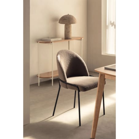 Krzesło na metalowej podstawie, boucleé, kawa z mlekiem, Grolet