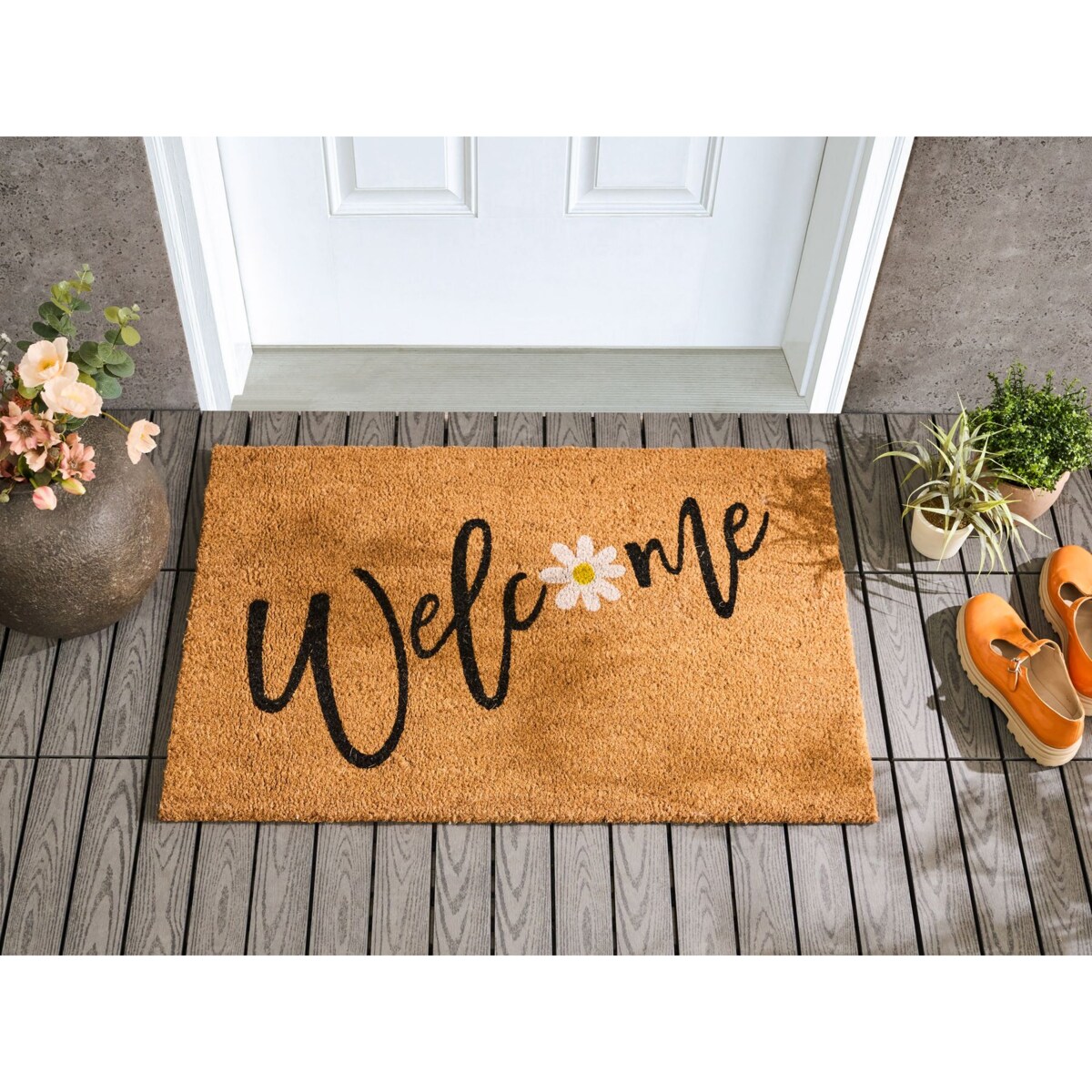 Wycieraczka CALIBATO Naturalny 60 x 90 cm Napis Włókno kokosowe