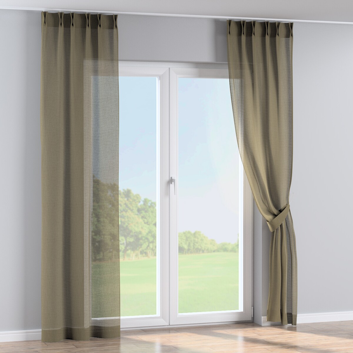 Zasłona na haczykach flex podwójnych 130x245 khaki