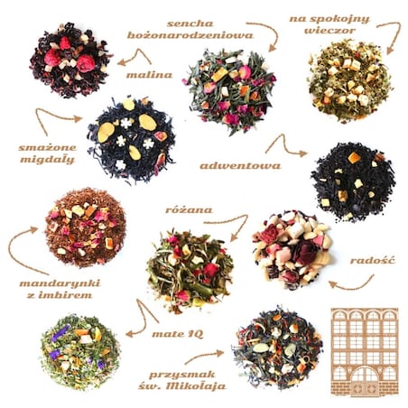 Gotowy zestaw prezentowy „Christmas Land“ herbata smakowa PREMIUM mix 10 szt. prezent upominek pod choinkę dla kobiety faceta mężczyzny mamy taty chłopaka dziewczyny żony męża