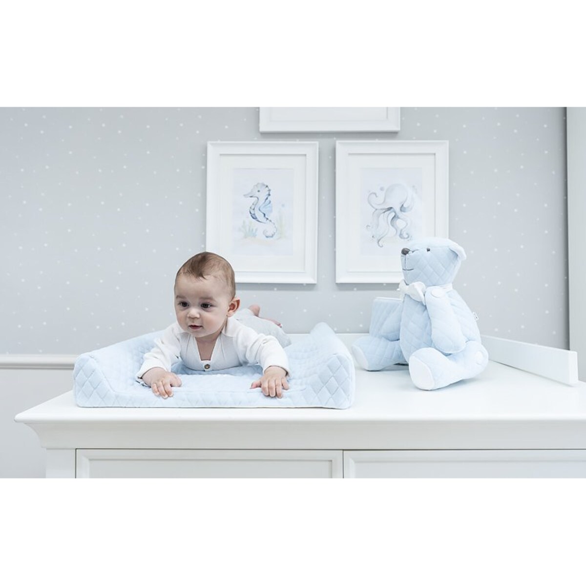 Miś dekoracyjny błękitny pikowany