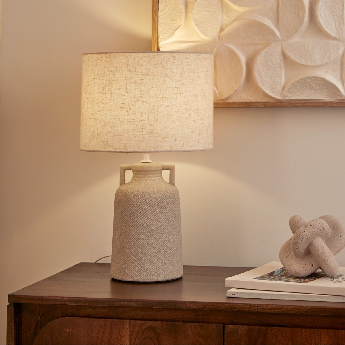 Lampa stołowa z kamionkową podstawą GIBUS, Ø 28 x 45,5 cm