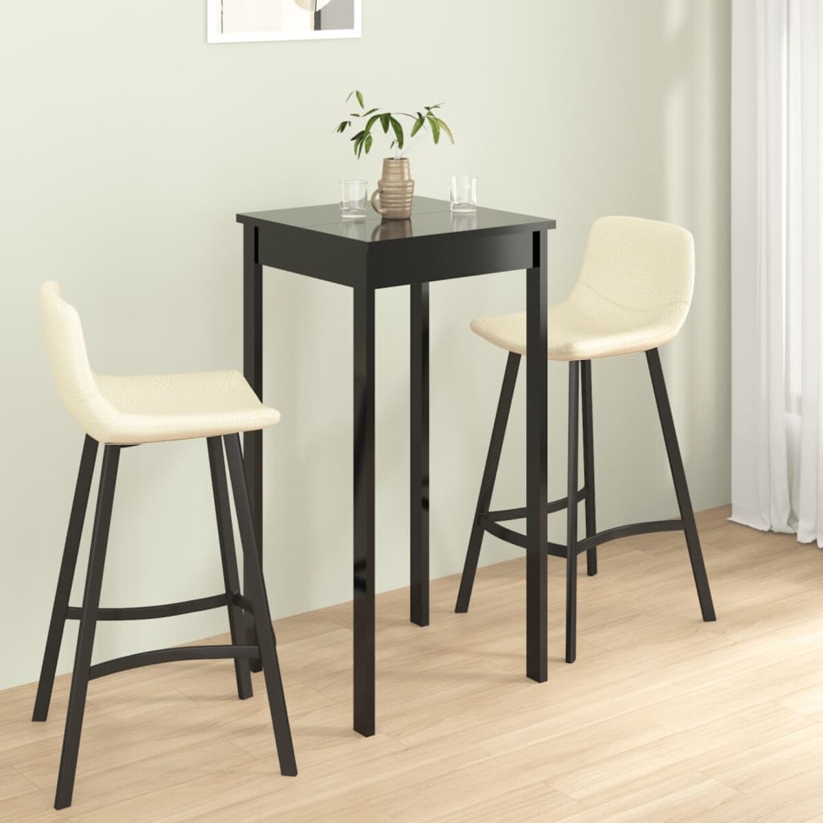 vidaXL Stolik barowy z MDF, czarny, 55 x 55 x 107 cm