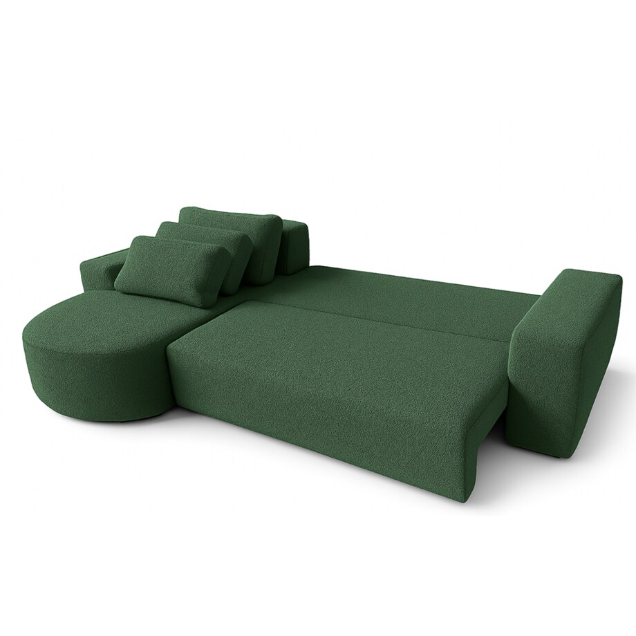 Narożnik Vello z funkcją spania do salonu, lewostronny- butelkowa zieleń