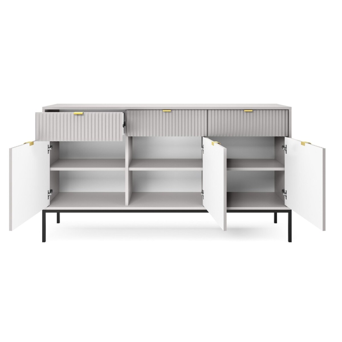 Komoda Delicious duża ryflowana szara