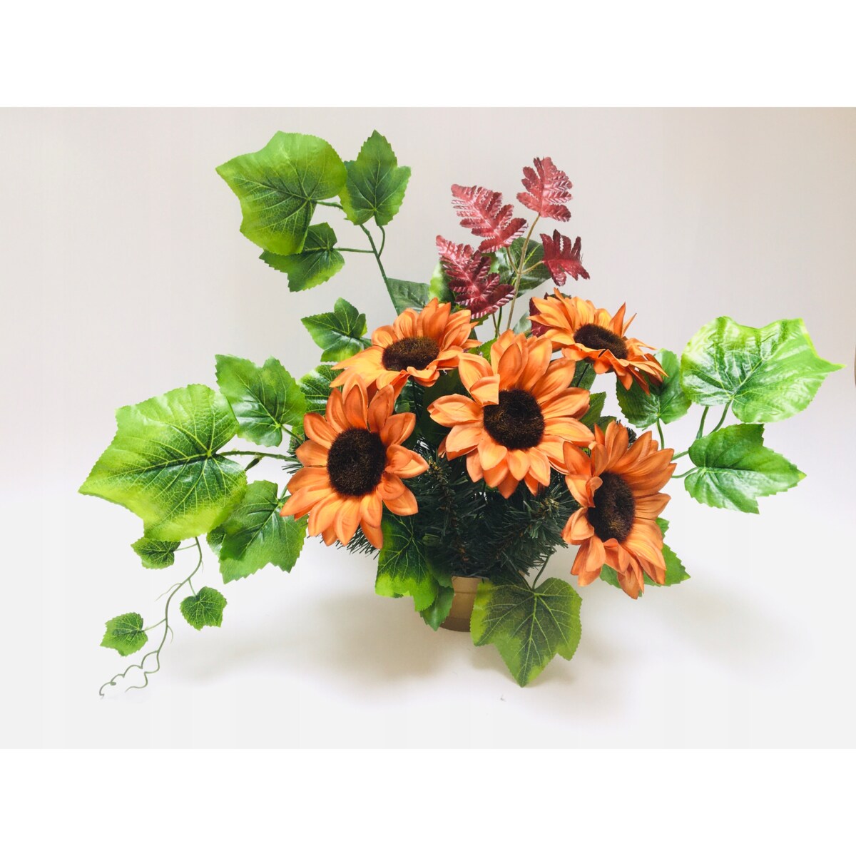 GOTOWY STROIK DONICZKA CIĘŻKA wiązanka sztuczny kwiat SŁONECZNIK bukiet