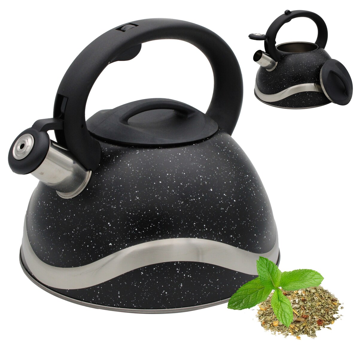 Czajnik stalowy duży 3.0L Tradycyjny z gwizdkiem czarny indukcja BRUNBESTE BB-2275