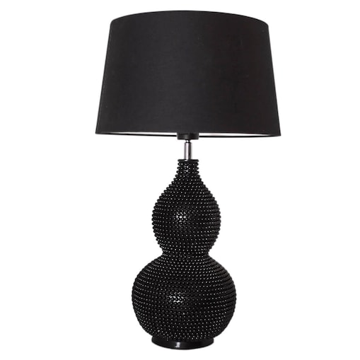 Stołowa lampa stojąca Lofty abażurowa do sypialni czarna