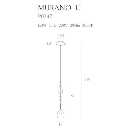 LAMPA wisząca MURANO C P0247 Maxlight szklana OPRAWA zwis LED 3W 3000K sopel przezroczysty
