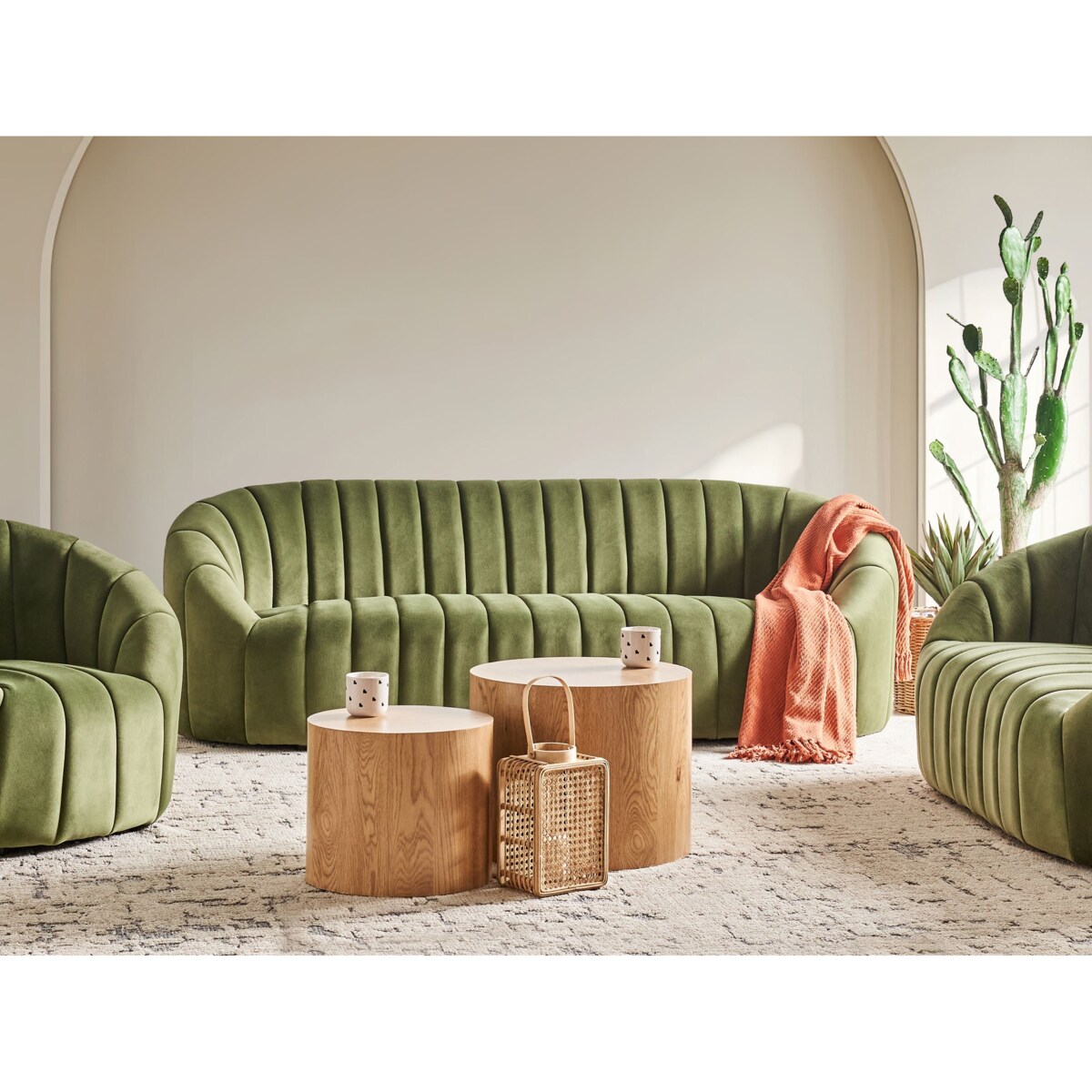 Sofa dla 3 osób MALUNG Welur Ciemnozielony