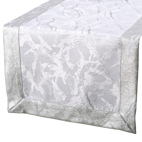 Bieżnik srebrny Marmur O5 - 40x200 cm - srebrny - 40cm x 200cm