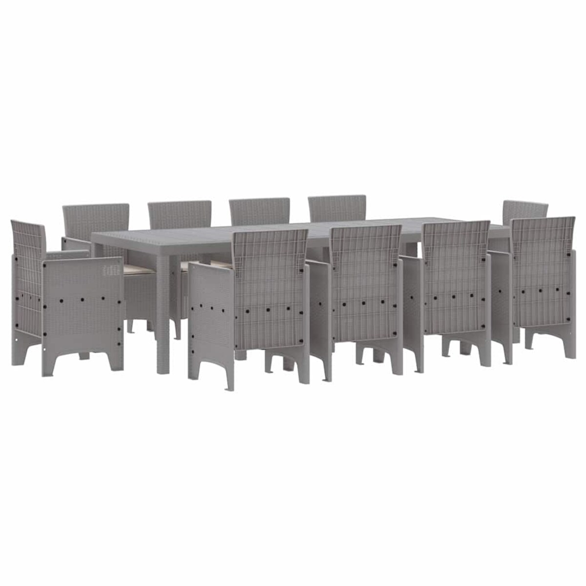 vidaXL Zestaw do jadalni w ogrodzie 11 pcs Jasnoszary Rattan Polt