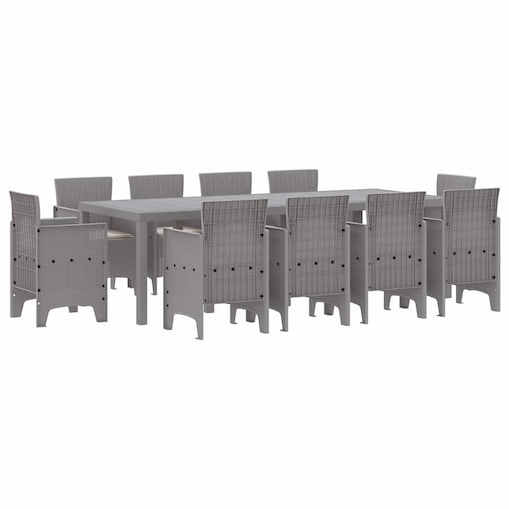 vidaXL Zestaw do jadalni w ogrodzie 11 pcs Jasnoszary Rattan Polt