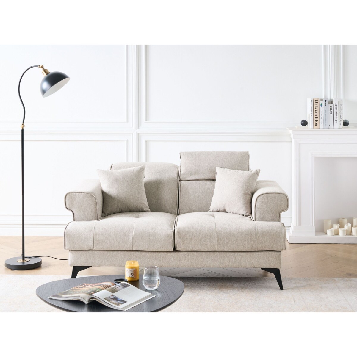 Sofa 2-osobowa beżowoszara SKIVE