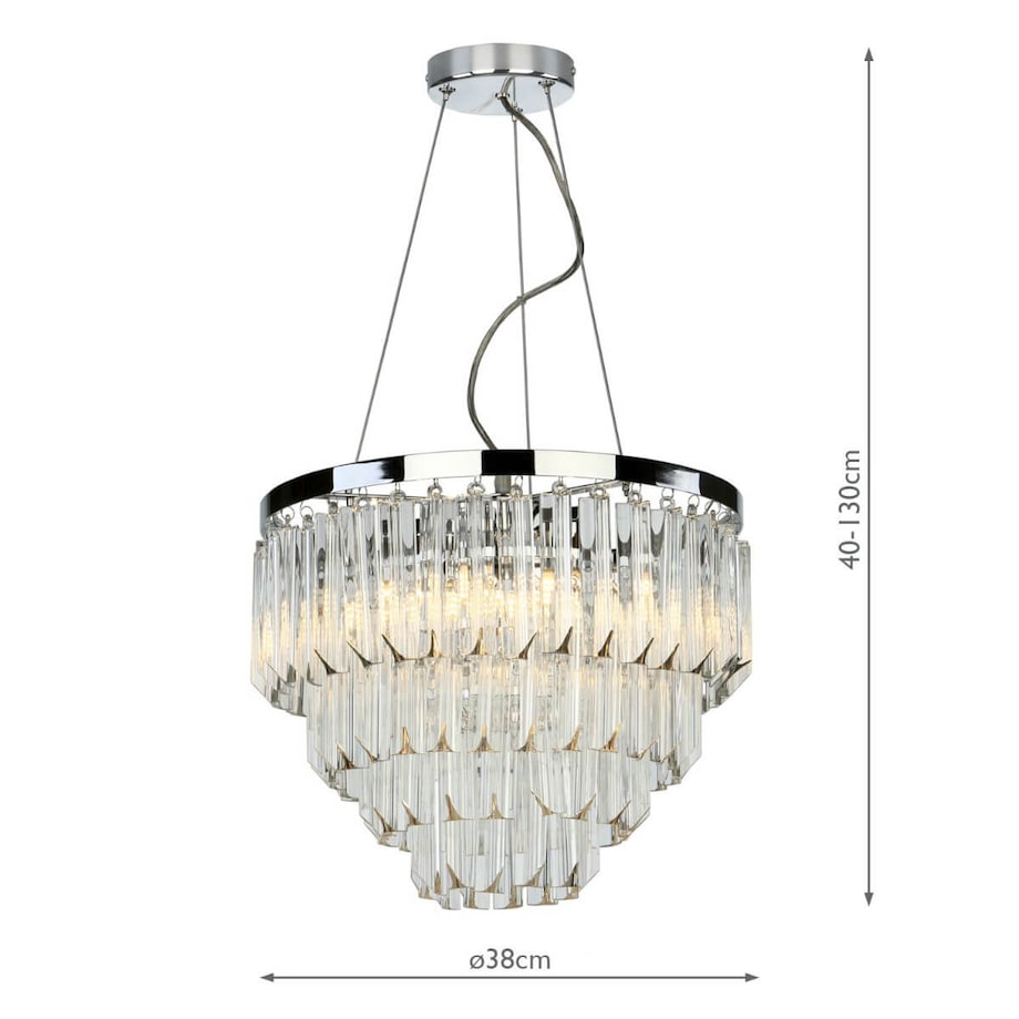 Żyrandol salonowy glamour Fame FAM0538 Dar Lighting metal szkło przezroczysty chrom