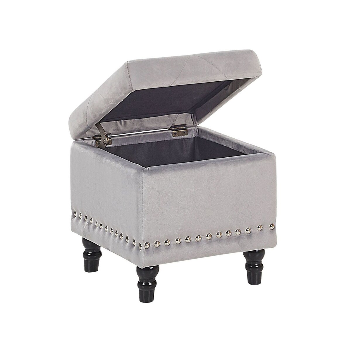 Puf ze schowkiem welurowy jasnoszary LORETTO