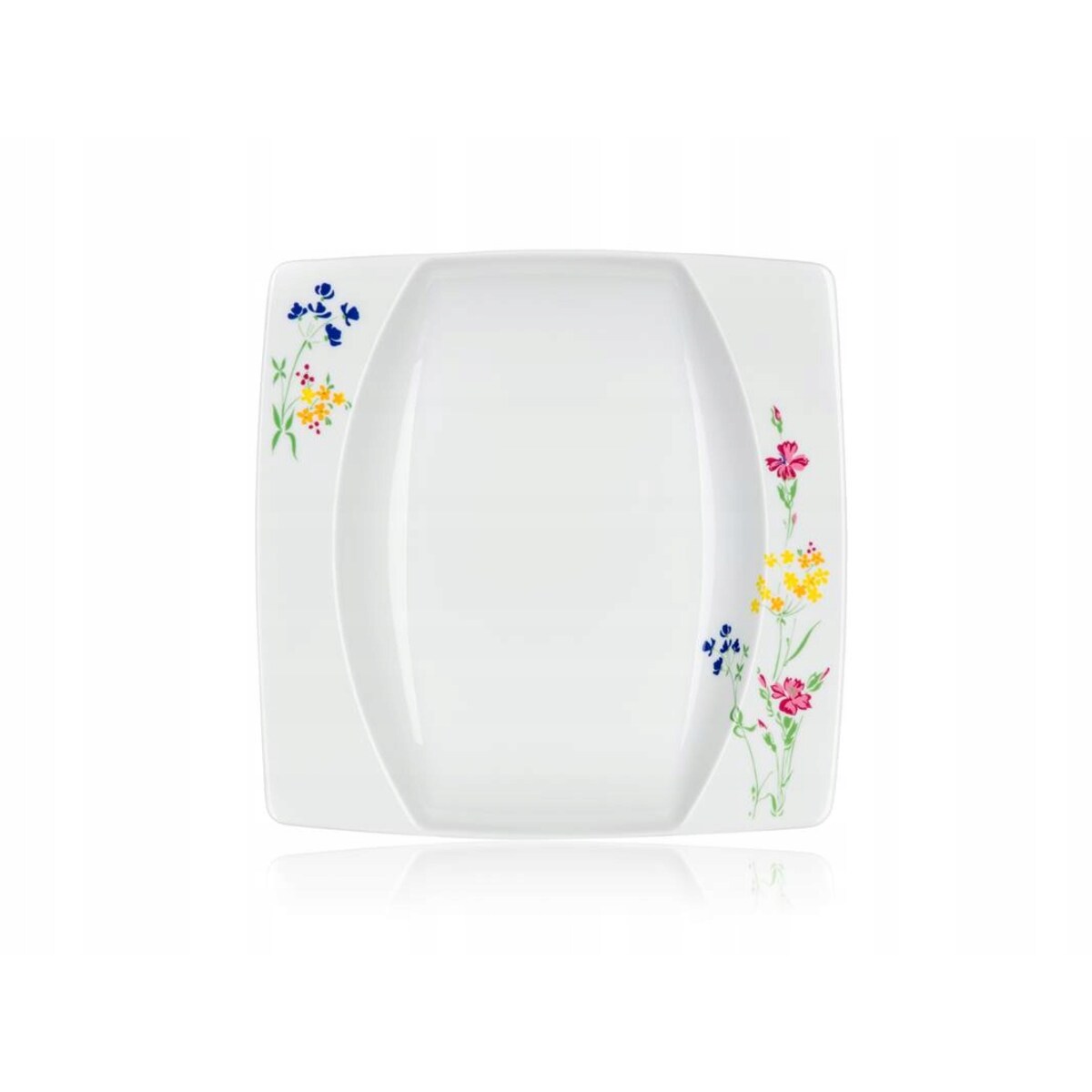 TALERZE KWADRATOWE czeska porcelana KWIATY KOMPLET OBIADOWE 6 osób jadalnia