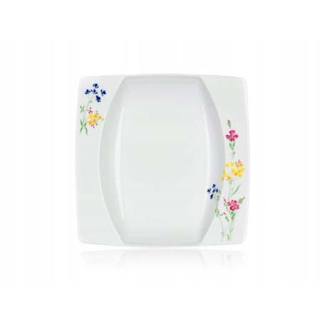 TALERZE KWADRATOWE czeska porcelana KWIATY KOMPLET OBIADOWE 6 osób jadalnia