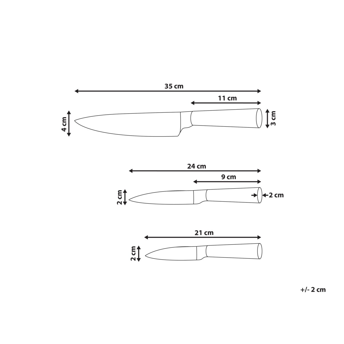 Zestaw 3 noży TOCHIGI Brązowy