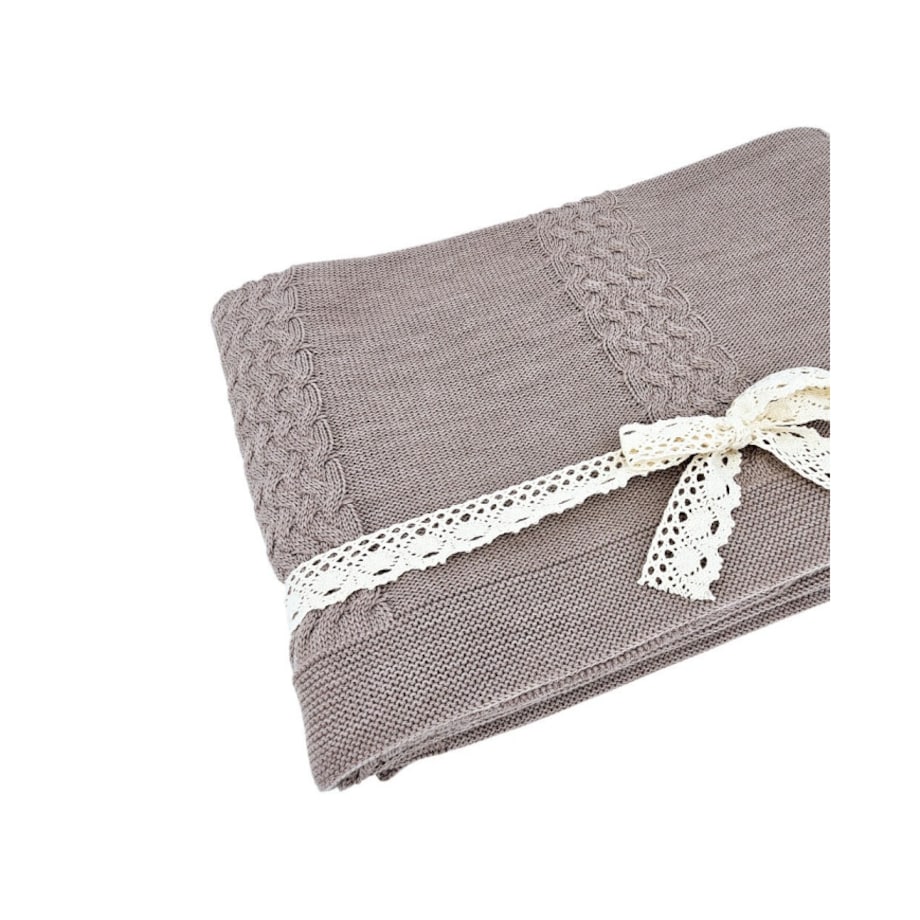 Koc dzianinowy z wełny MERINO 200x220 cm – FLORENCE200 TAUPE