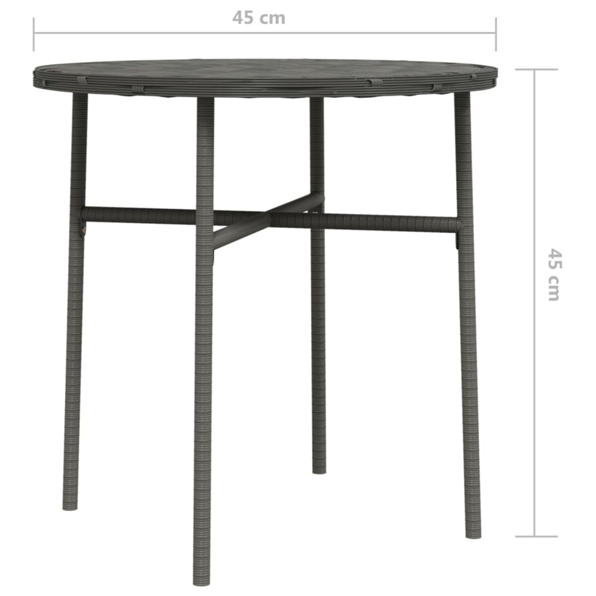vidaXL Stolik herbaciany, szary, 45 cm, polirattan