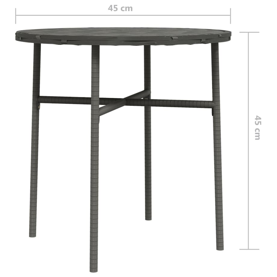 vidaXL Stolik herbaciany, szary, 45 cm, polirattan
