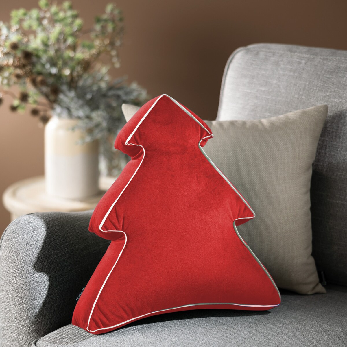 Poduszka Choinka 40x41 cm, intensywna czerwień, 40x41x8cm, Christmas