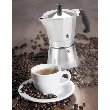 Kawiarka z aluminiowa obudową, zaparzacz do przygotowania kawy jak w kawiarni