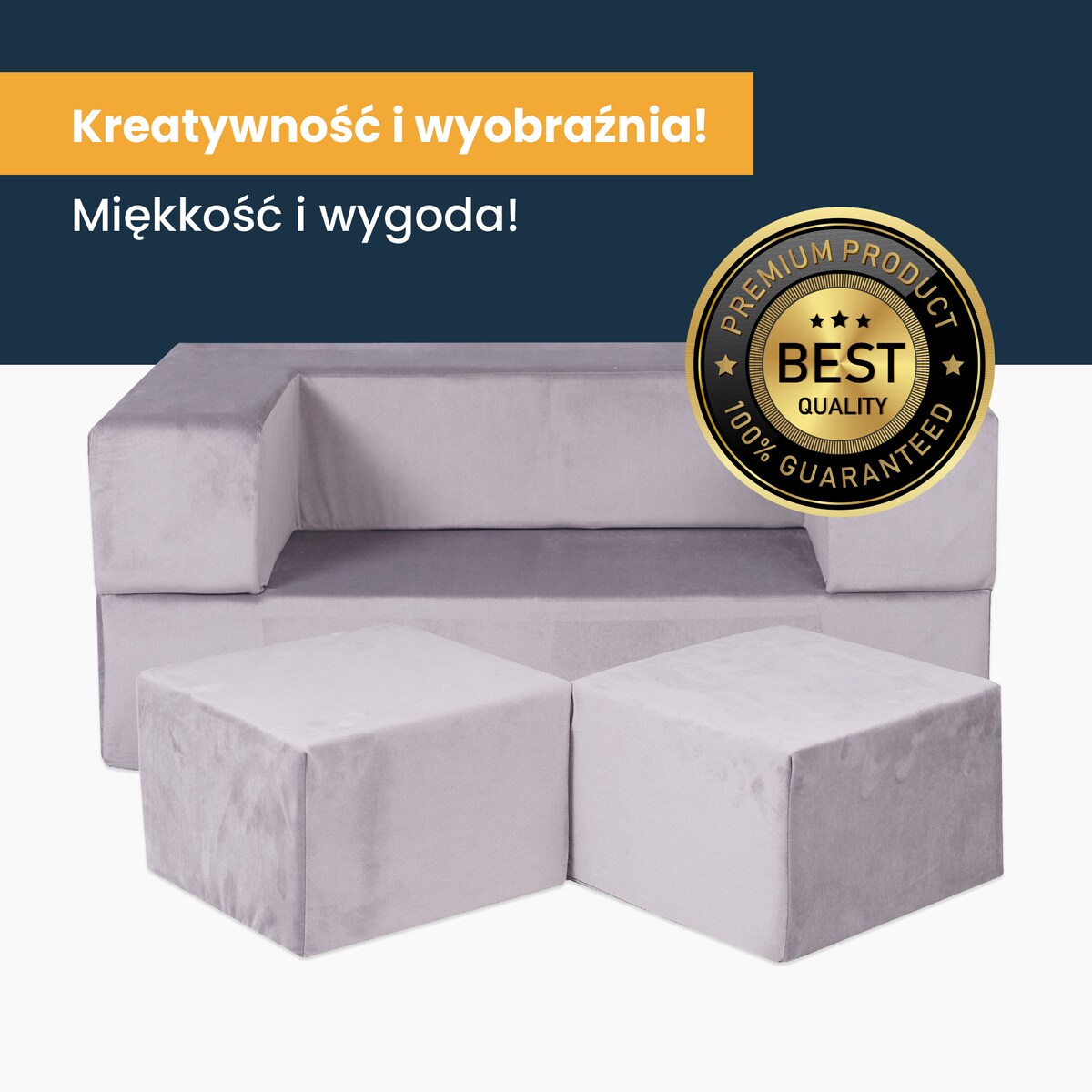 Sofa dla Dzieci, Cube, Różowa