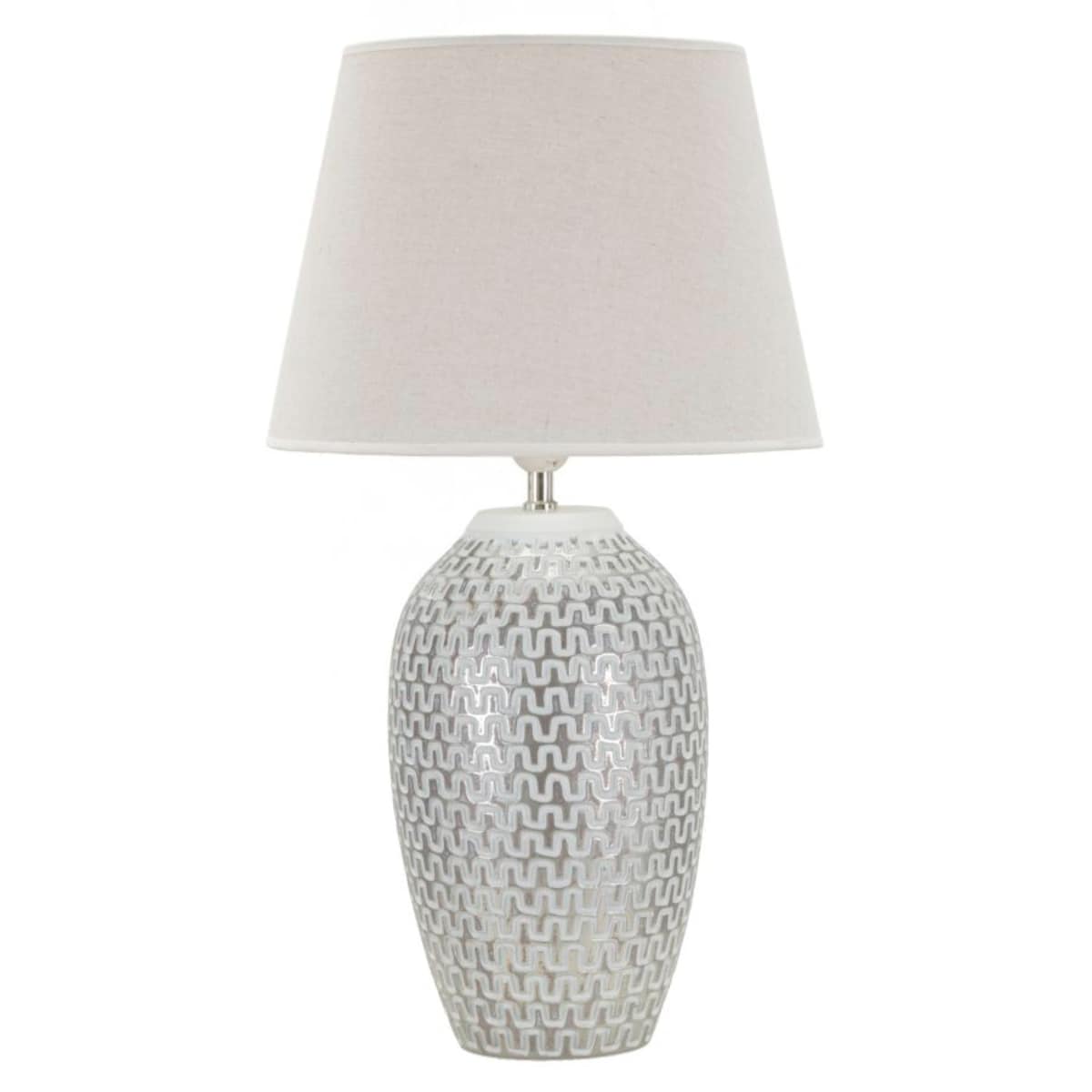Lampa stołowa Wave, kolor srebrny i biały, żywica syntetyczna i żelazo, 35 x 35 x 65 cm, 1 x E27, max. 40 W, do salonu i sypialni, Mauro Ferretti