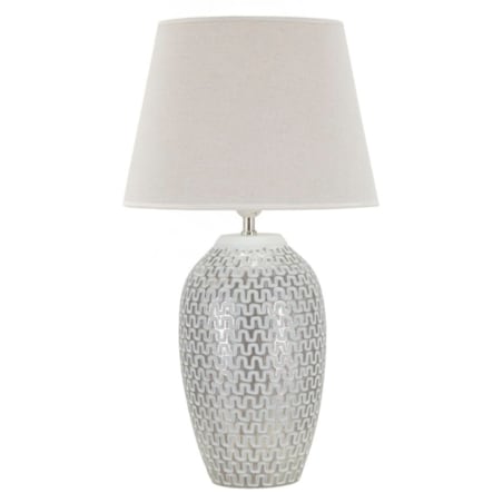 Lampa stołowa Wave, kolor srebrny i biały, żywica syntetyczna i żelazo, 35 x 35 x 65 cm, 1 x E27, max. 40 W, do salonu i sypialni, Mauro Ferretti