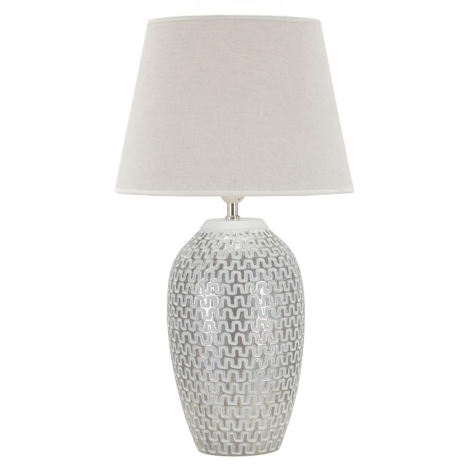 Lampa stołowa Wave, kolor srebrny i biały, żywica syntetyczna i żelazo, 35 x 35 x 65 cm, 1 x E27, max. 40 W, do salonu i sypialni, Mauro Ferretti