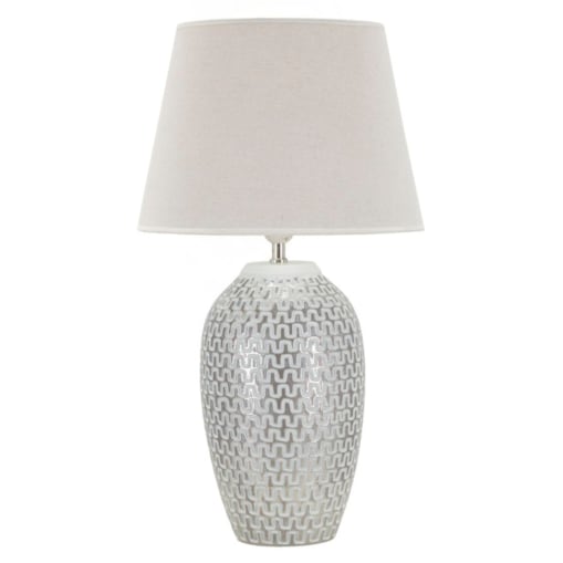 Lampa stołowa Wave, kolor srebrny i biały, żywica syntetyczna i żelazo, 35 x 35 x 65 cm, 1 x E27, max. 40 W, do salonu i sypialni, Mauro Ferretti
