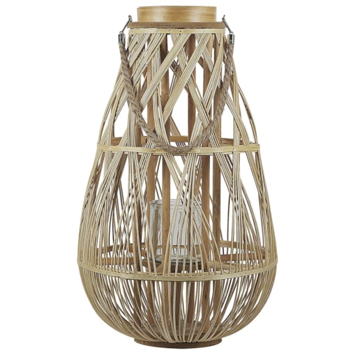 Lampion drewniany 56 cm naturalny TONGA